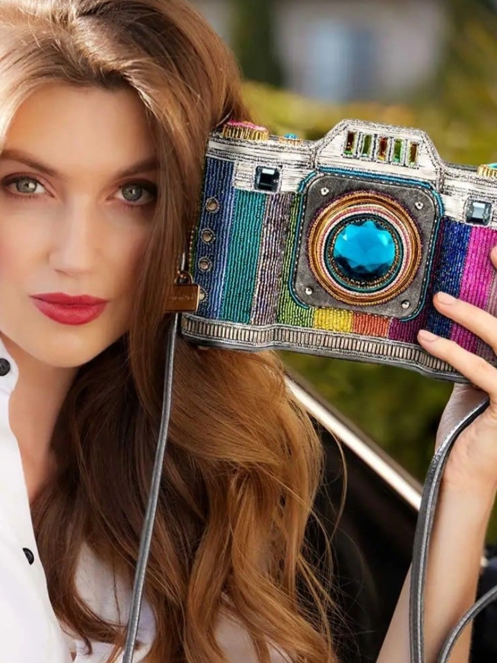 Mary Frances Multicolor Beaded Camera Crossbody with Turquoise Gem - Picture 7 of 7